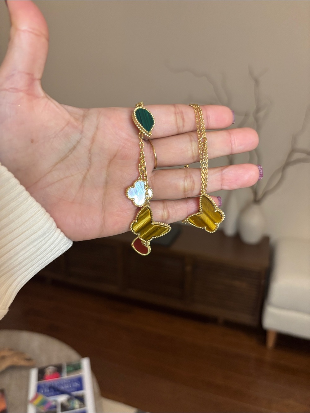 Like 🐜✨Van Cleef & Arpels Gold and Orange Butterfly Necklace